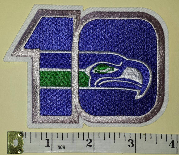 1 SEATTLE SEAHAWKS 10TH ANNIVERSARY NFL FOOTBALL JERSEY PATCH