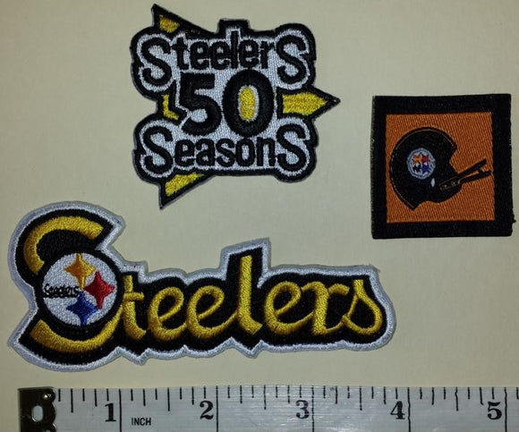 3 PITTSBURGH STEELERS  50TH ANNIVERSARY NFL FOOTBALL PATCH LOT