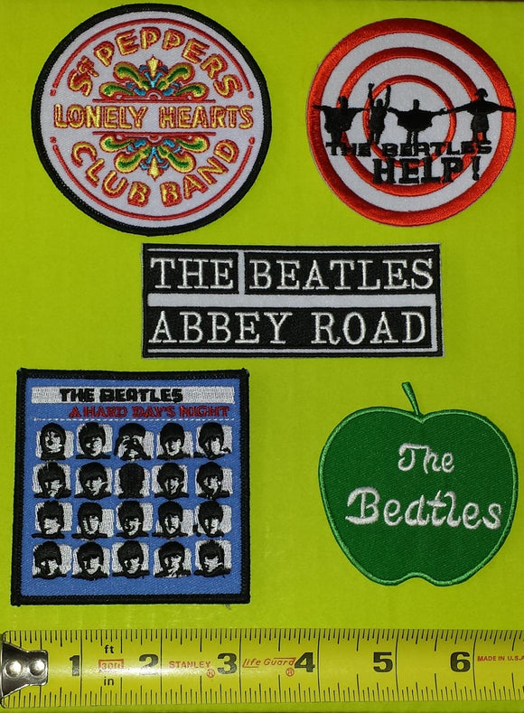 5 THE BEATLES ABBEY ROAD HELP SGT PEPPER A HARD DAYS NIGHT CREST PATCH LOT