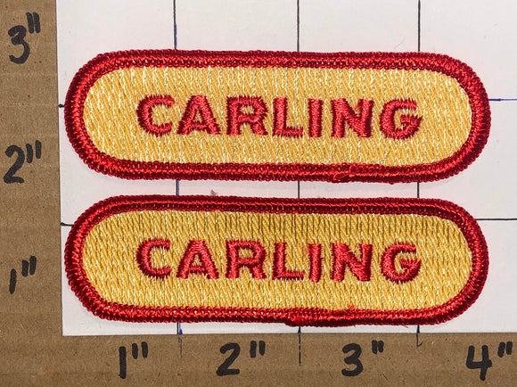 2 RARE VINTAGE CARLING BEER BREWERY ALCOHOLIC BEVERAGE CREST PATCH LOT