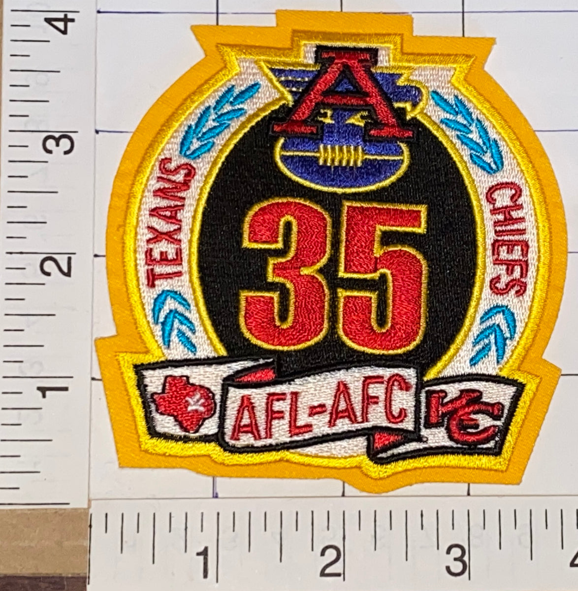 1 KANSAS CITY CHIEFS 35TH ANNIVERSARYNFL FOOTBALL CREST EMBLEM PATCH –  UNITED PATCHES