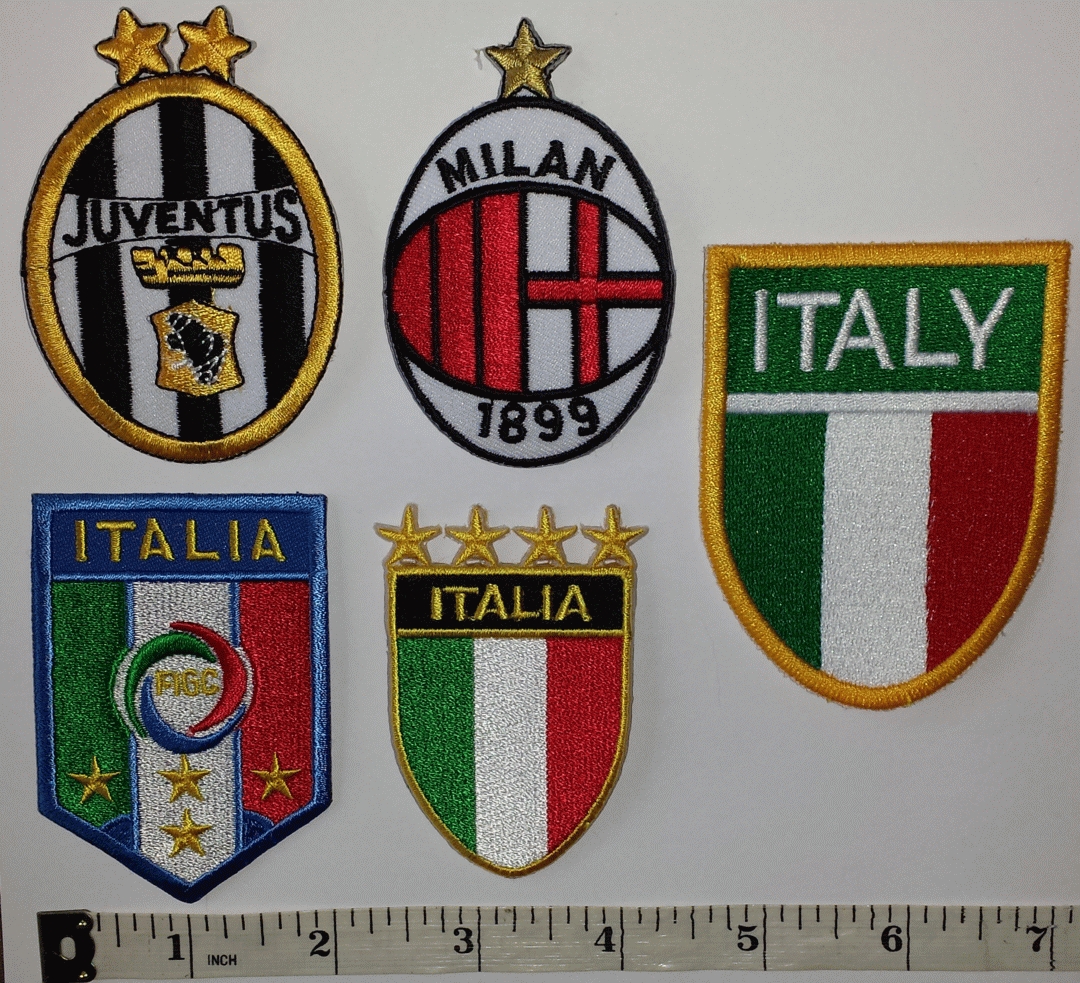 ITALIAN JUVENTUS F.C. ITALIAN SOCCER A.C. MILAN UEFA FOOTBALL CREST PA –  UNITED PATCHES