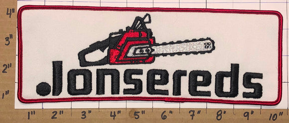 1 HUGE VINTAGE JONSEREDS CHAINSAW CHAIN SAW POWER TOOLS CREST EMBLEM PATCH