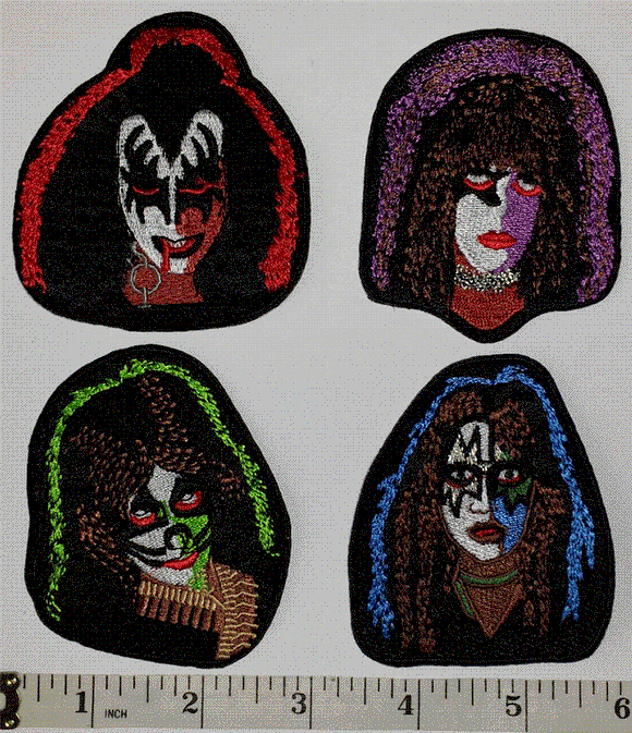 4 KISS ARMY ALBUM SIMMONS STANLEY CRISS FREHLEY HARD ROCK MUSIC CREST PATCH LOT