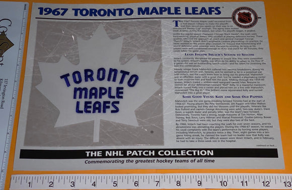 1 OFFICIAL 1967 TORONTO MAPLE LEAFS NHL HOCKEY WILLABEE & WARD PATCH MIP