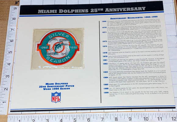 MIAMI DOLPHINS 25TH ANNIVERSARY NFL FOOTBALL WILLABEE & WARD STAT & PATCH