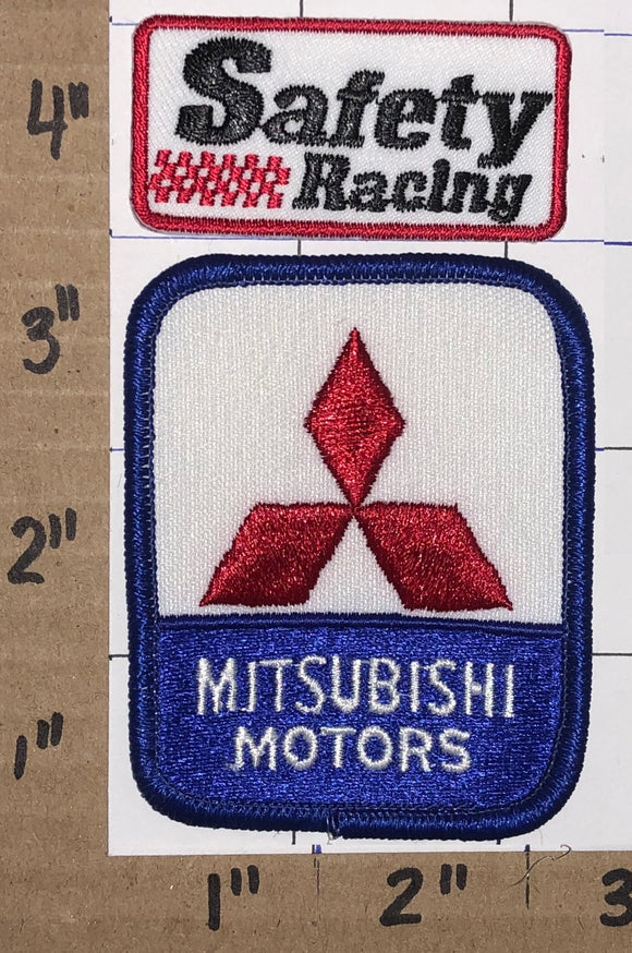2 MITSUBISHI MOTORS SAFETY RACING RALLY RACING OFF ROAD CREST EMBLEM PATCH LOT