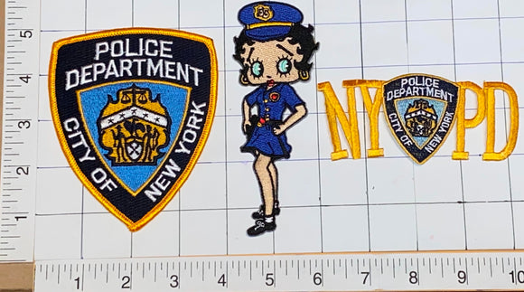 3 NY CITY OF NEW YORK CITY POLICE DEPARTMENT BETTY BOOP CONSTABLE PATCH LOT
