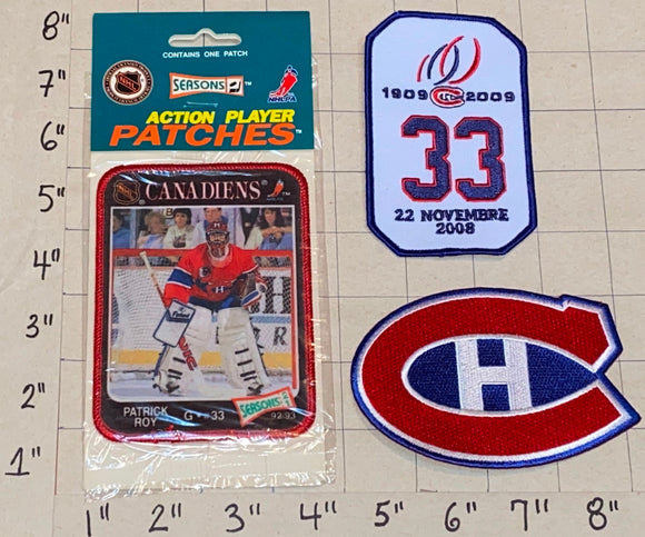1992-93 PATRICK ROY #33 ACTION PLAYER MONTREAL CANADIENS NHL HOCKEY PATCH LOT
