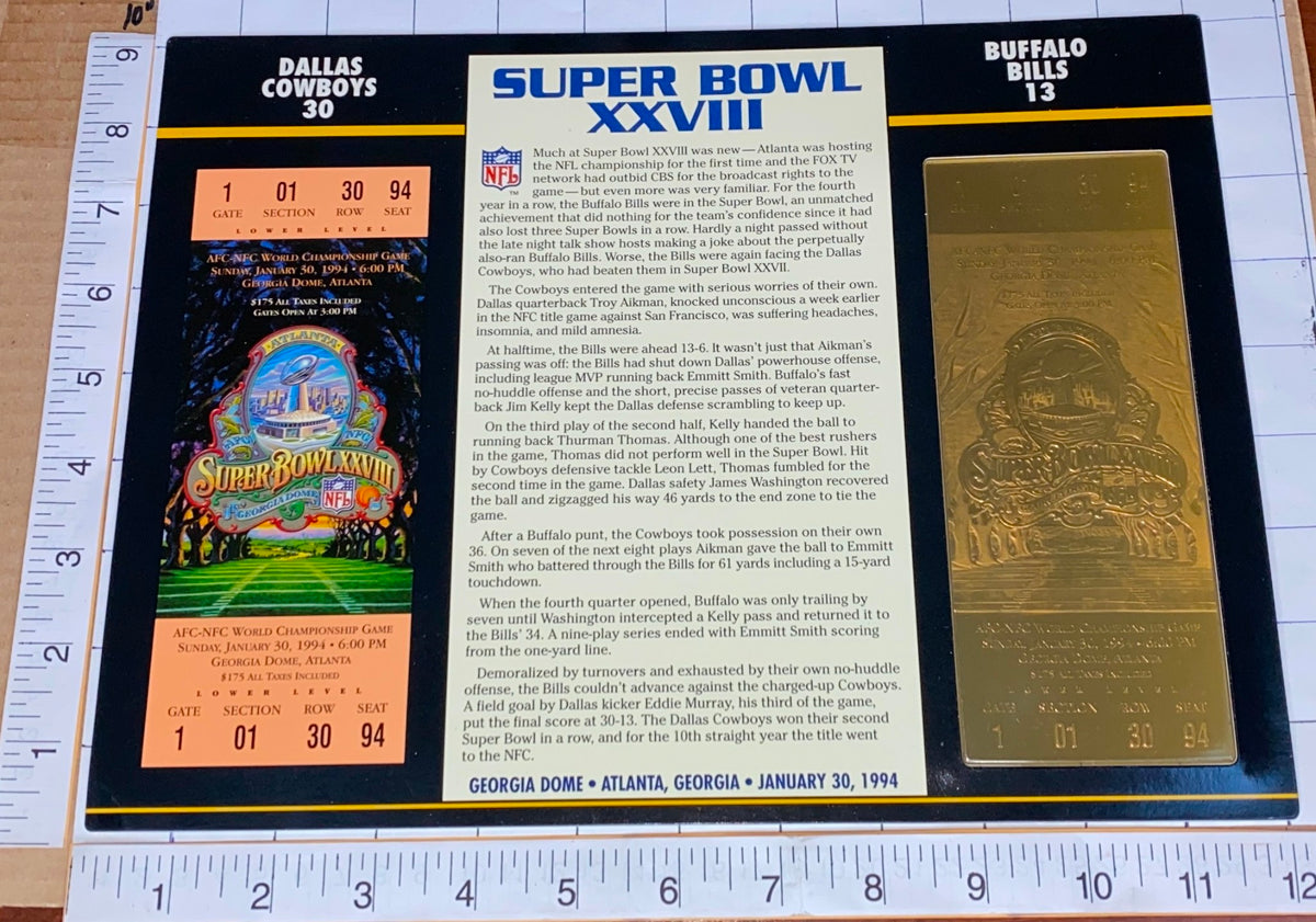 SUPER BOWL 20 CHICAGO BEARS Patriots NFL 22 KT GOLD SB XX TICKET Willabee &  Ward