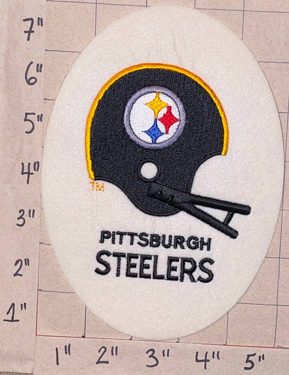 PITTSBURGH STEELERS 7 INCHES FOOTBALL SHAPED NFL FOOTBALL EMBLEM CREST PATCH