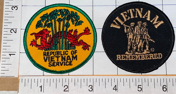 2 REPUBLIC OF VIETNAM REMEMBERED WAR VETERANS CREST EMBLEM PATCH LOT