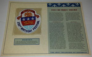 1951 DETROIT TIGERS 250TH ANNIVERSARY MLB BASEBALL WILLABEE & WARD EMBLEM PATCH