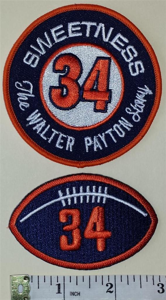2 CHICAGO BEARS SWEETNESS THE WALTER PAYTON STORY NFL FOOTBALL MEMORIAL PATCH LOT