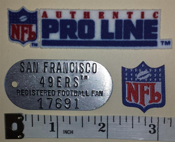 SAN FRANCISCO 49ERS NFL FOOTBALL DOG TAG + 2 PATCH LOT