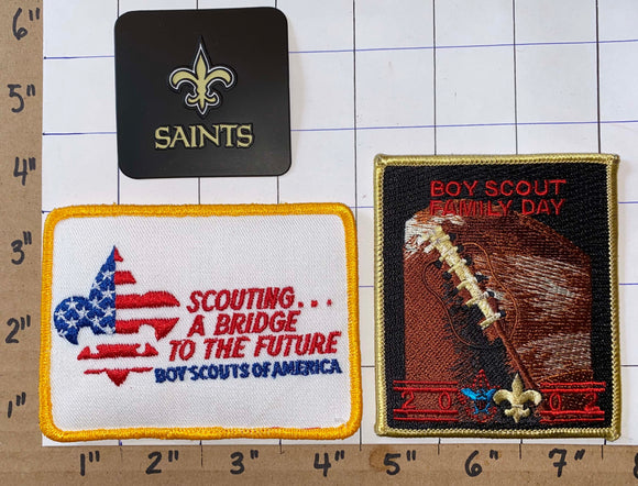 3 NEW ORLEANS SAINTS 2002 BOY SCOUT FAMILY DAY NFL FOOTBALL  PATCH LOT
