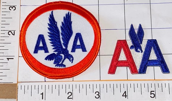 2 AMERICAN AIRLINES AVIATION STEWARDESS PILOT AIRLINE AA CREST EMBLEM PATCH LOT