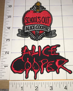 2 ALICE COOPER SCHOOL'S OUT ROCK MUSIC SINGER SONGWRITER CREST PATCH LOT