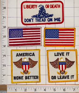 5 USA AMERICA LOVE IT OR LEAVE IT DON'T THREAD ON ME USA LIBERTY PATCH LOT