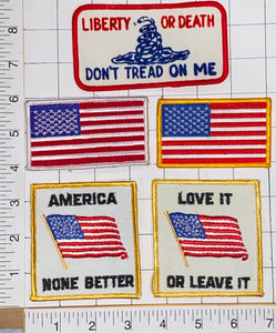 5 USA AMERICA LOVE IT OR LEAVE IT DON'T THREAD ON ME USA OF A LIBERTY PATCH LOT