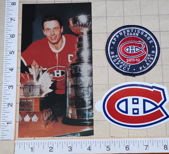 JEAN BELIVEAU MONTREAL CANADIENS NHL HOCKEY POSTCARD DECAL PATCH LOT