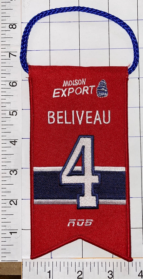 JEAN BELIVEAU MONTREAL CANADIENS #4 RETIREMENT BANNER NHL HOCKEY RDS MOLSON