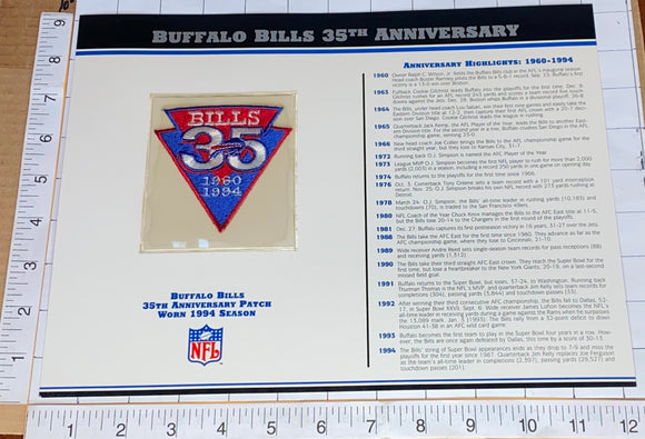 BUFFALO BILLS 30TH ANNIVERSARY NFL FOOTBALL WILLABEE & WARD STAT & PATCH