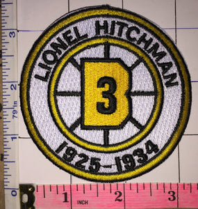 BOSTON BRUINS LIONEL HITCHMAN #3 RETIREMENT 1925-1934 NHL HOCKEY EMBLEM PATCH