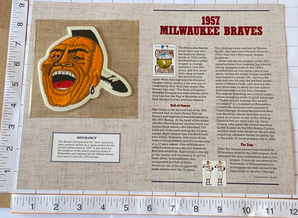 1957 MILWAUKEE BRAVES MLB BASEBALL WILLABEE & WARD COOPERSTOWN PATCH