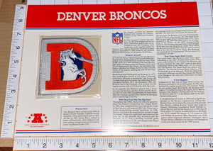 DENVER BRONCOS NFL FOOTBALL TEAM EMBLEM WILLABEE & WARD INFO STAT & PATCH