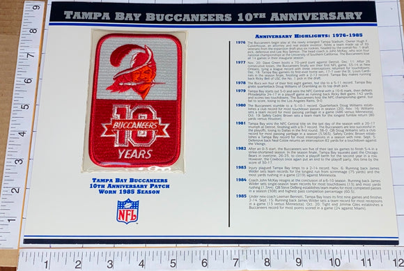 TAMPA BAY BUCCANEERS 10TH ANNIVERSARY NFL FOOTBALL WILLABEE & WARD STAT & PATCH