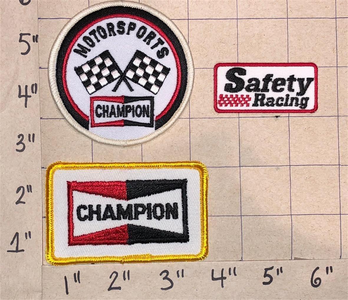 CHAMPION MOTORSPORTS SPARK PLUGS SAFETY RACING CREST EMBLEM PATCH LOT ...