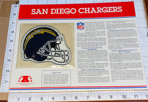 SAN DIEGO CHARGERS NFL FOOTBALL TEAM EMBLEM WILLABEE & WARD INFO STAT & PATCH