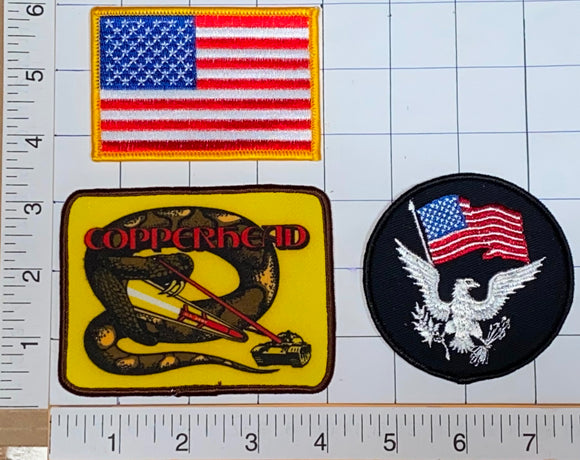 3 COPPERHEAD UNITED STATES OF AMERICA US MARINE CORPS ARMY CREST PATCH LOT