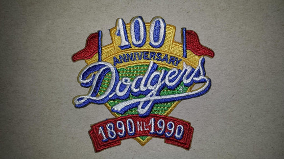 2 LOS ANGELES DODGERS 100TH ANNIVERSARY 1890-1990 MLB BASEBALL EMBLEM PATCH