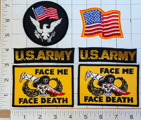 6 UNITED STATES POWERFUL US ARMY FACE ME FACE DEATH CREST PATCH LOT