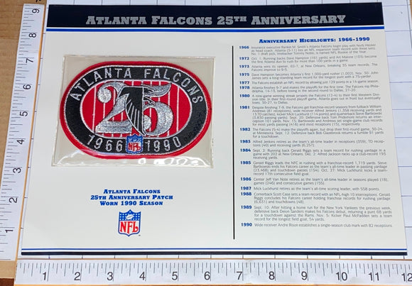 ATLANTA FALCONS 25TH ANNIVERSARY NFL FOOTBALL WILLABEE & WARD STAT & PATCH