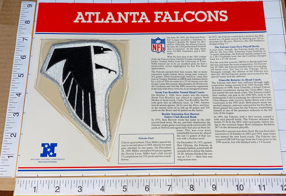 ATLANTA FALCONS NFL FOOTBALL TEAM EMBLEM WILLABEE & WARD INFO STAT & PATCH