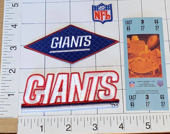 NEW YORK GIANTS SUPER BOWL 25 TICKET NFL FOOTBALL PATCH LOT
