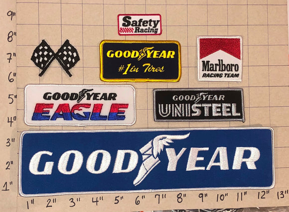7 GOODYEAR TIRE RUBBER COMPANY #1 IN TIRES NASCAR SPONSOR BLUE CREST PATCH LOT
