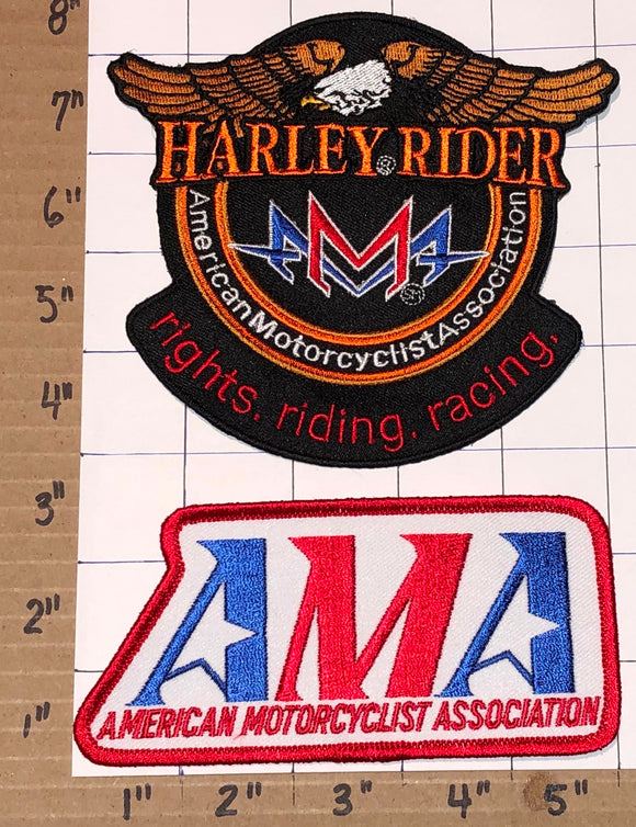 2 HARLEY DAVIDSON RIDER AMERICAN MOTORCYCLIST ASSOCIATION CREST EMBLEM PATCH LOT