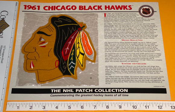 1 OFFICIAL 1961 CHICAGO BLACKHAWKS BLACK HAWKS NHL WILLABEE & WARD PATCH MIP