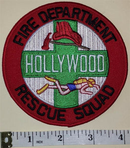 1 HOLLYWOOD RESCUE SQUAD FIRE DEPARTMENT FIRE FIGHTING CREST EMBLEM PATCH