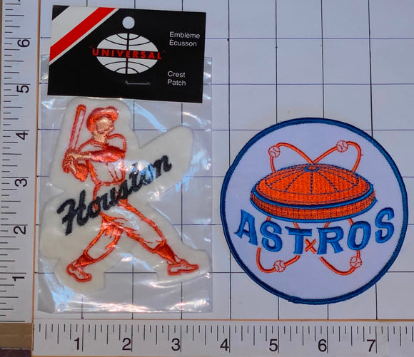 2 RARE VINTAGE HOUSTON ASTROS MLB BASEBALL PLAYER CREST PATCH MINT IN PACKAGE