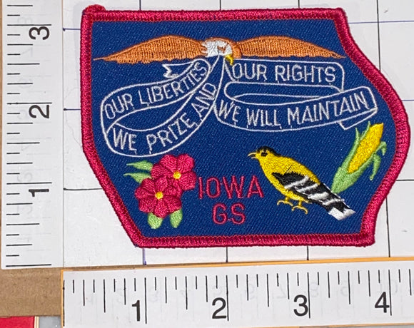 IOWA GS OUR LIBERTIES WE PRIZE AND OUR LIBERTIES WE WILL MAINTAIN CREST PATCH