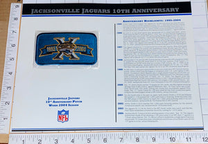 JACKSONVILLE JAGUARS 10TH ANNIVERSARY NFL FOOTBALL WILLABEE & WARD STAT & PATCH