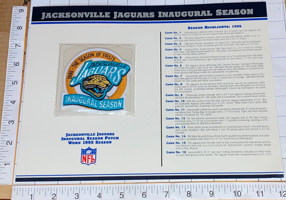 JACKSONVILLE JAGUARS INAUGURAL SEASON NFL FOOTBALL WILLABEE & WARD STAT & PATCH
