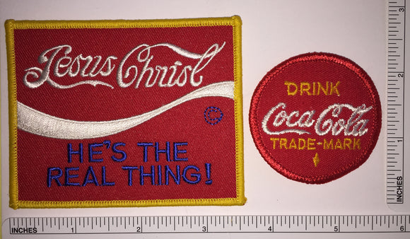 2 COCA-COLA JESUS CHRIST IS THE REAL THING PATCH LOT