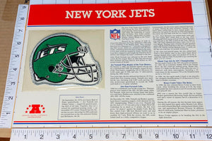 NEW YORK JETS NFL FOOTBALL TEAM EMBLEM WILLABEE & WARD INFO STAT & PATCH