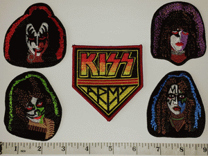 5 KISS ARMY ALBUM SIMMONS STANLEY CRISS FREHLEY HARD ROCK MUSIC CREST PATCH LOT